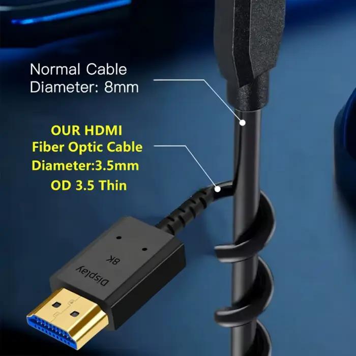 Câble HDMI à fibre optique 8K 60Hz 48Gbps pour HDTV XBOX PS5 et autres appareils multimédias pour une qualité visuelle exceptionnelle et une transmission sans perte