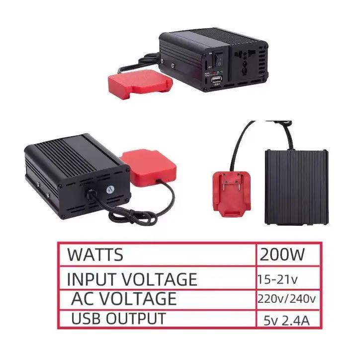 Station d'alimentation portable 200W pour batteries au lithium Lidi Parkside X20V Team avec onduleur USB