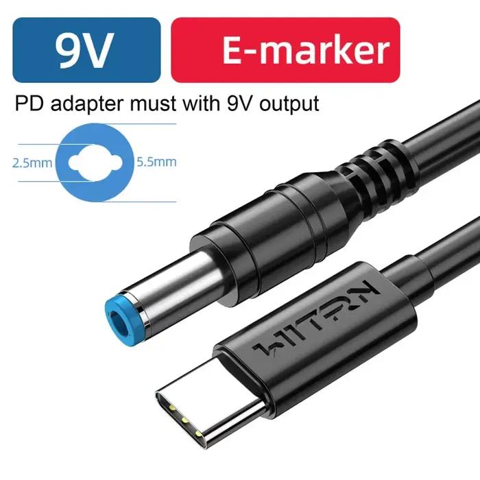 Câble d'alimentation USB C Type C PD à 9V 12V 15V 20V 5.5x2.5mm