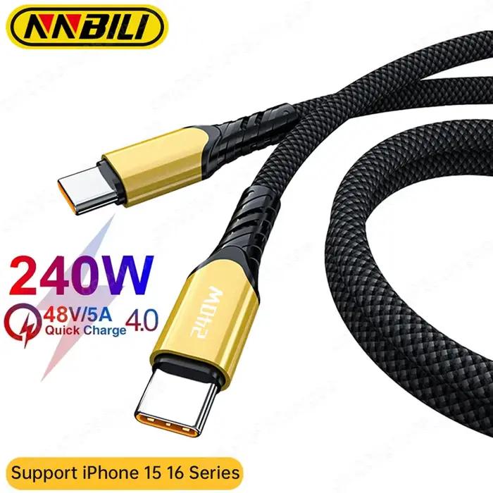 NNBILI 240W câble USB C fil d'alimentation QC4.0 pour MacBook Samsung iPhone 15 16