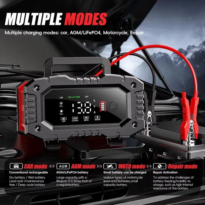 Chargeur de batterie FOXSUR FPT100 FPT200 pour voiture moto camion batteries plomb-acide AGM LiFePo4 EFB GEL occasions spéciales entretien durable