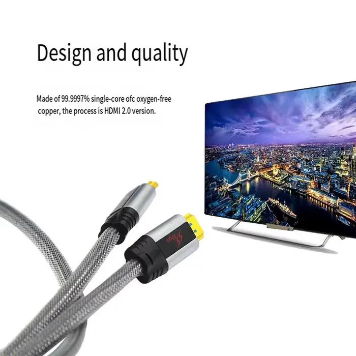 Câble HDMI 2.0 4K 60Hz HDR10 18 Gbps Connecteur plaqué or Tressé en nylon 5-10 m pour TV 8K/PS5/Cinéma maison ARC/eARC
