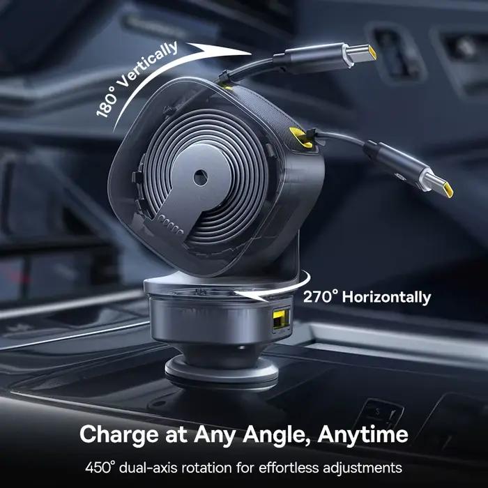 Chargeur de voiture Baseus 60W 100W 30W 240W 4 ports intégré double câble rétractable PD charge rapide USB type-c