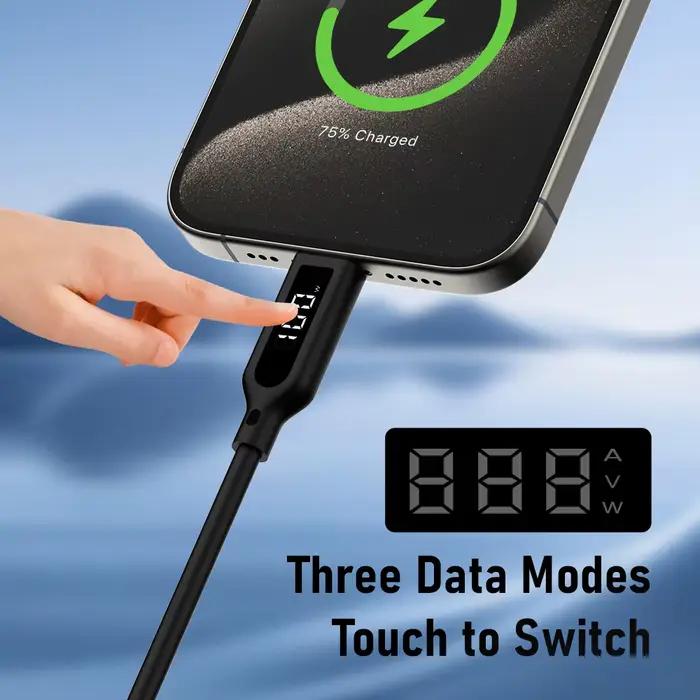 Lemorele 100W câble USB C avec affichage numérique fil en Silicone souple charge rapide pour iPhone 15/14/13 Huawei 480Mbps transfert de données