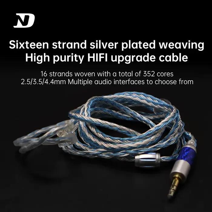Câble de mise à niveau tressé plaqué argent ND D2 0