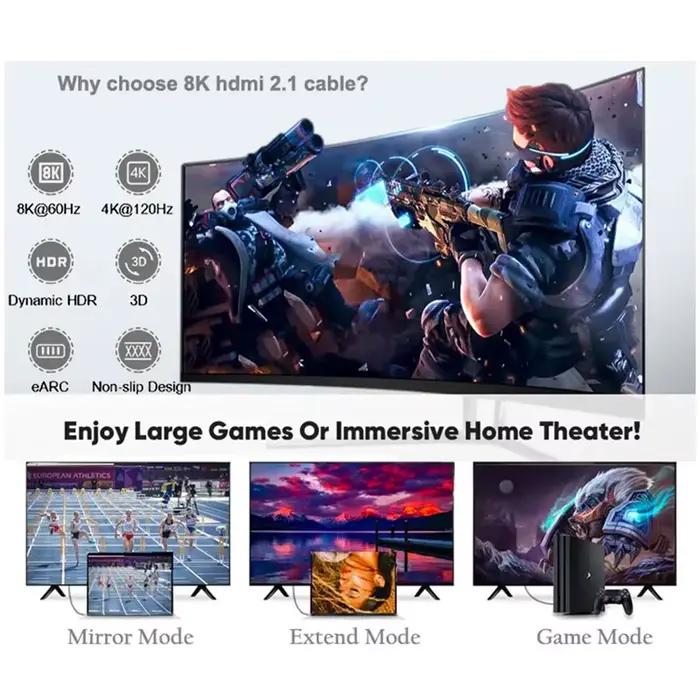 Haute Vitesse HDMI Câble 8K60HZ 48Gbps HDTV2.1V 4K 120HZ 3D TV Ordinateur Moniteur Projecteur PS Console De Jeu Audio Et Vidéo