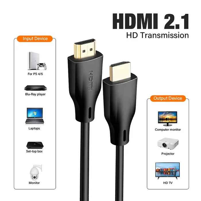 Câble HDMI 2.1 pour TV ordinateur portable PS4 PS5 commutateur Ultra haute vitesse 8K 60HZ 4K 120HZ HD HDR HDCP 1M 2M 3M 5M 1 2 3 5 mètres de Long cordon