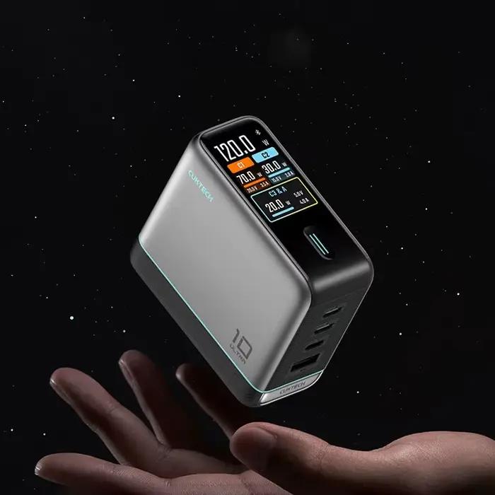 Chargeur électrique CUKTECH 10 Super Energy PD3.0 Ultra-120W GaN multi-ports à charge rapide avec écran Bluetooth OTA