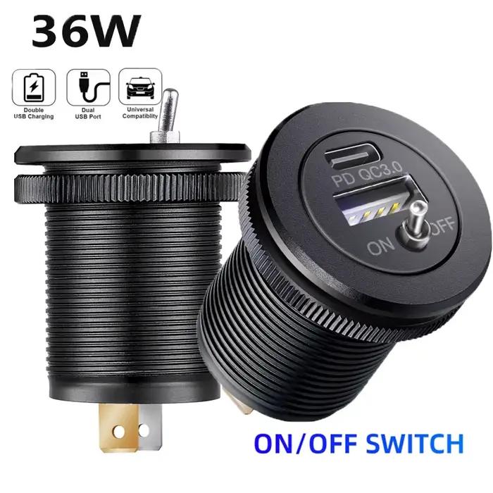 Prise de courant de Charge rapide 3.0, double prise de chargeur usb, prise allume-cigare pour voiture 12/24V, bateau, moto, Marine