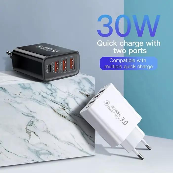 Chargeur mural USB 20W rapide 2 ports pour iPhone 13 12 Samsung Galaxy Xiaomi occasions spéciales recharge express compact portable