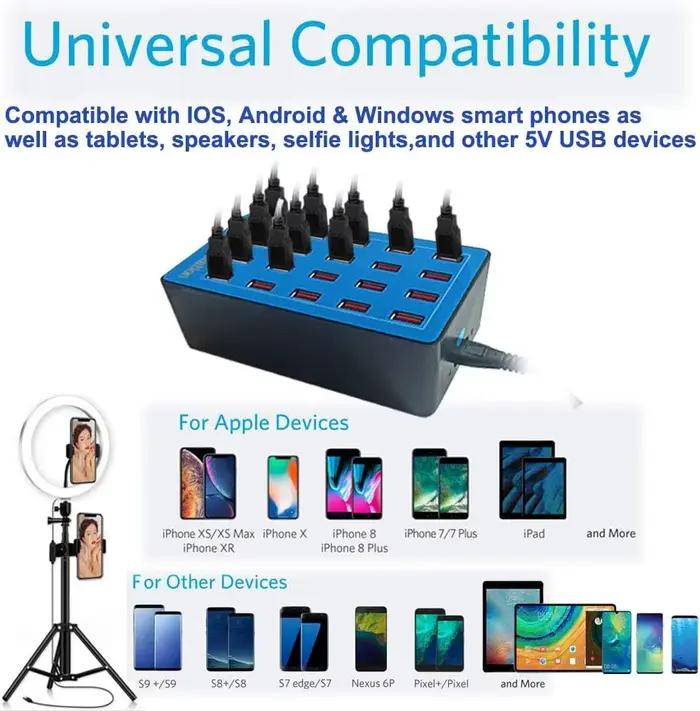 Station de charge USB multi-ports pour smartphones