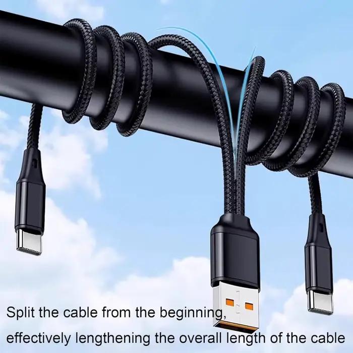 Câble de chargement multiple USB 2 en 1, cordon de téléphone multiple USB C