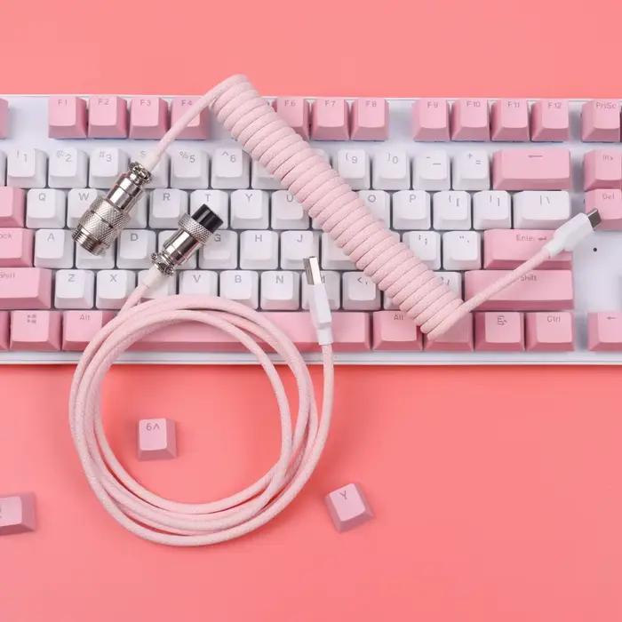 Câble enroulé pour clavier USB Type C, câble pour clavier mécanique à double gaine, pour clavier de jeu