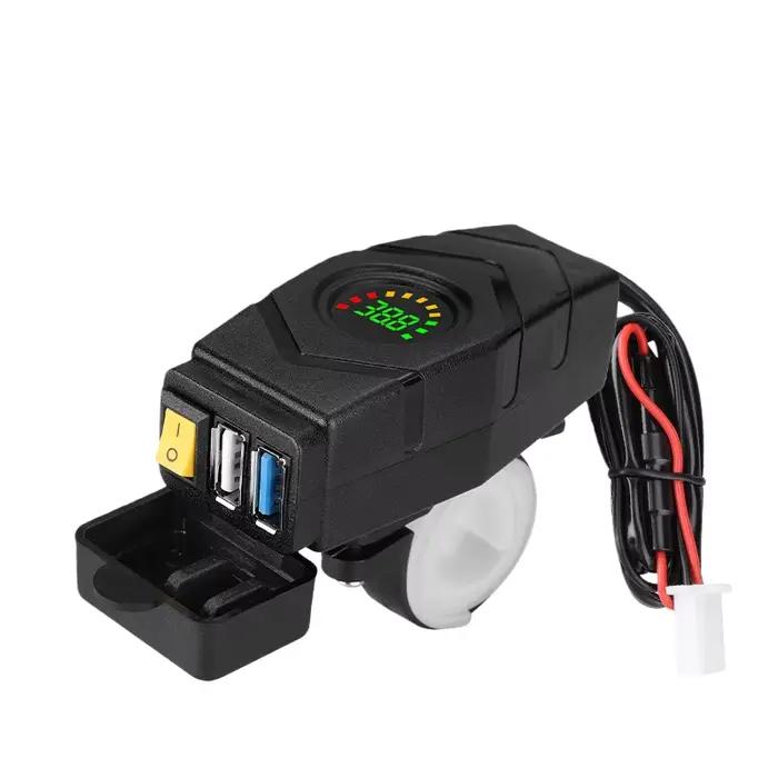 Chargeur USB pour guidon de moto QC3.0 à charge rapide 20-90V pour scooters électriques 24V 36V 48V 60V Accessoire pour téléphone portable