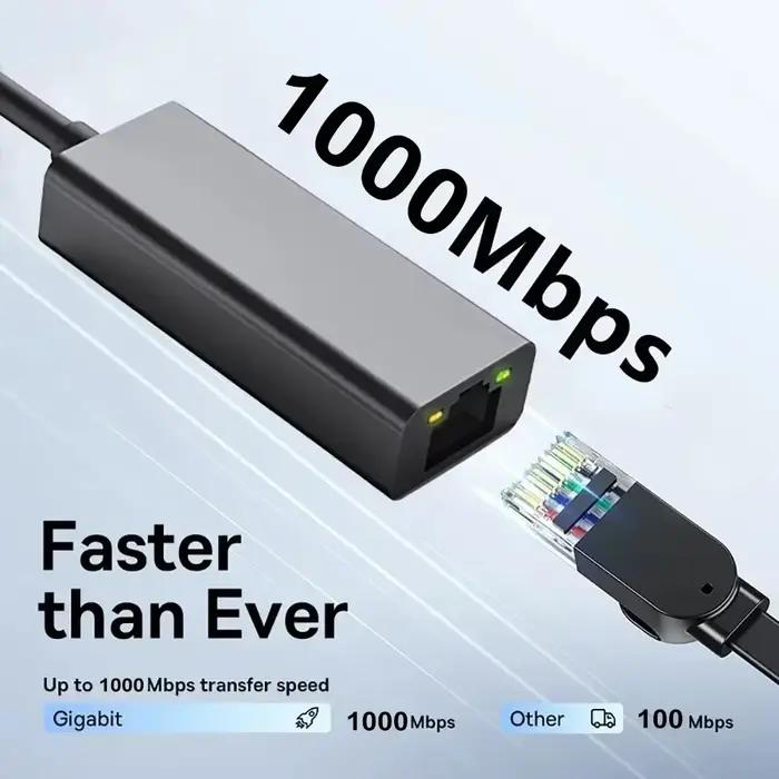 Adaptateur Ethernet USB Type C 1000 Mbps Carte réseau RJ45 pour MacBook PC Windows XP 7 Câble Internet Lan USB pour Android