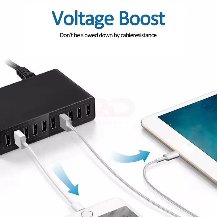 Chargeur USB 60W, 10 ports, pour ordinateur de bureau, tablette, smartphone