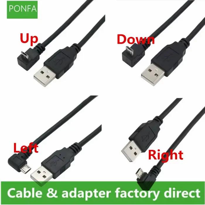 Câble USB 2.0 mâle vers Micro USB coudé à 90 degrés (haut