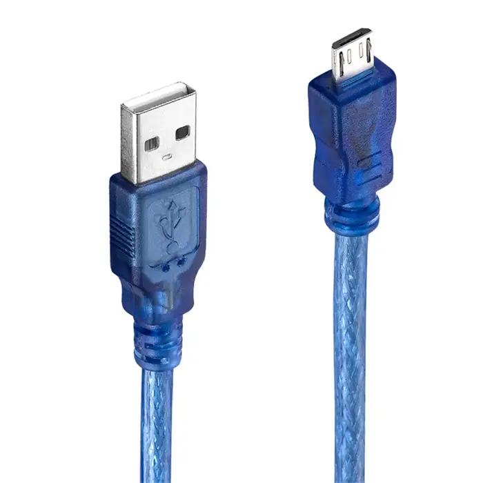 Câble de données micro USB 2.0 USB-A à Mirco-B touristes blindage feuille tressée bleu transparent 0.3m 0.5m 1.0m 3m 5m