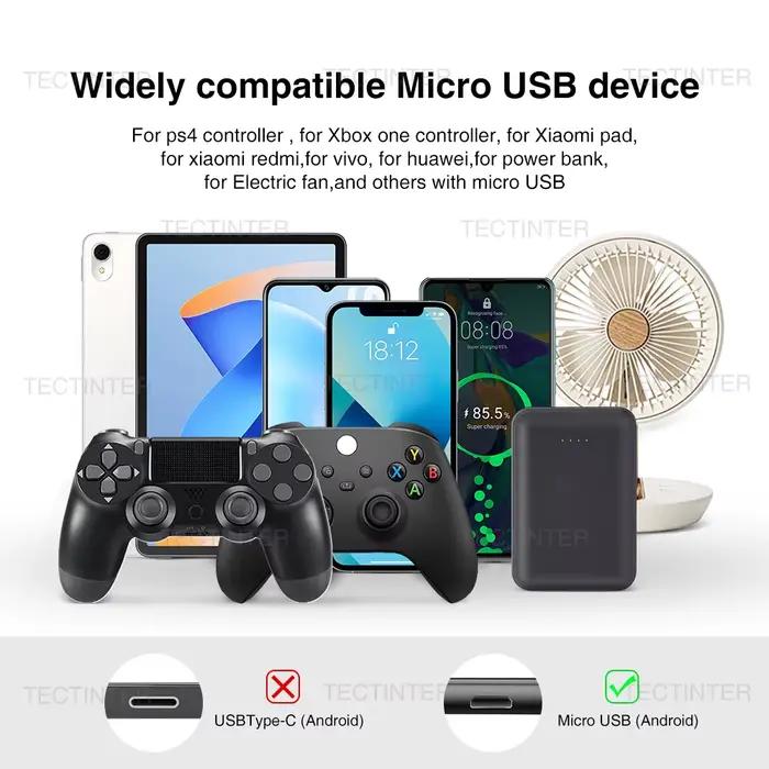 Câble de chargement Micro USB de 1.8M pour PS4 et XBOX One et contrôleur de téléphone portable