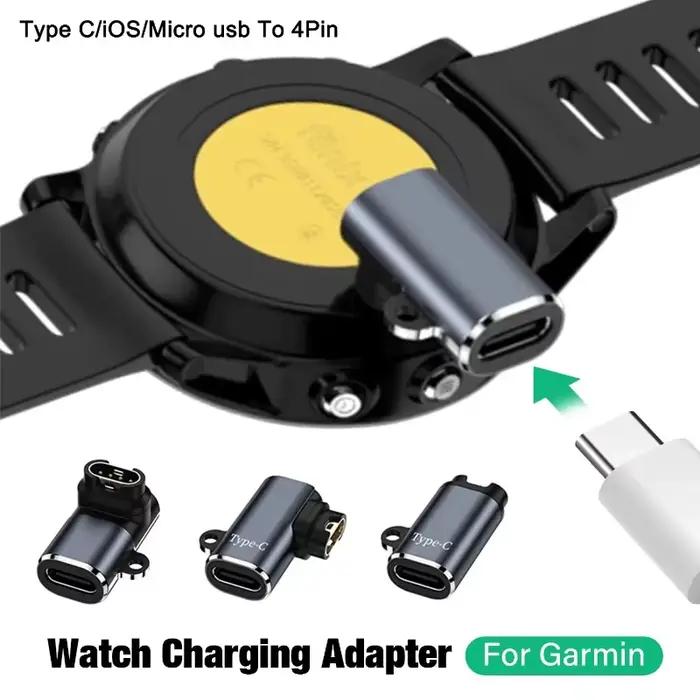 Adaptateur de charge rapide USB Type C vers 4 broches pour montres Garmin Fenix 7/6/5/7X/6X/5X / Venu 2 Plus –