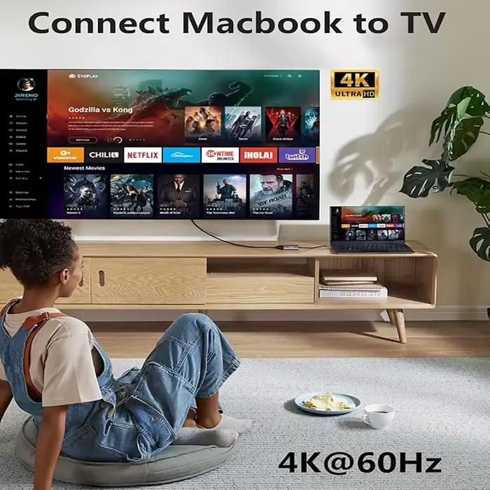 Câble adaptateur USB-C vers HDMI (convertisseur multifonction 3-en-1) prend en charge la sortie vidéo 4K Ultra HD et le transfert de données USB 3.1/3.0