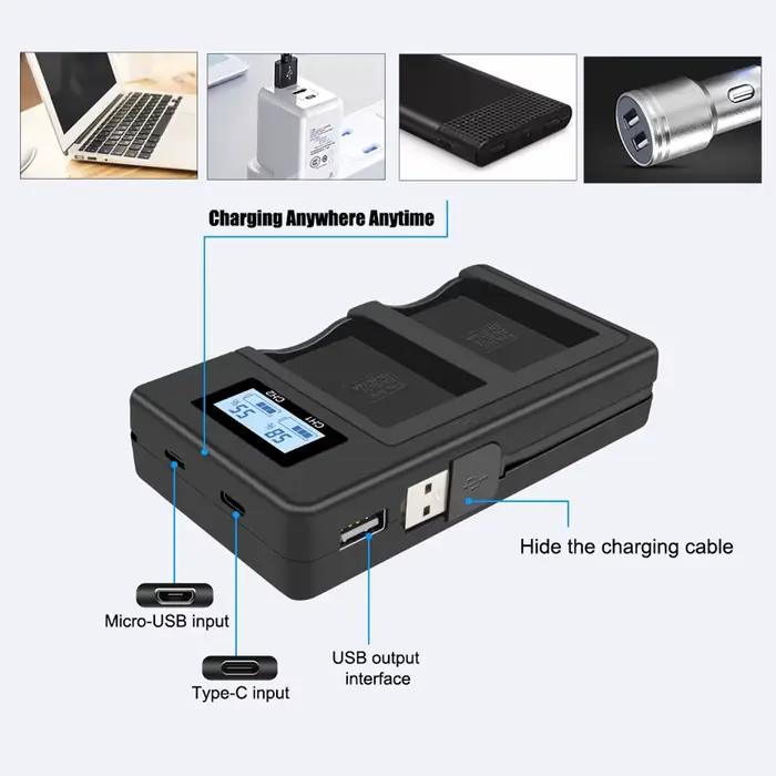 PALO EN-EL14 EN-EL14a EN EL14 Chargeur de batterie LCD