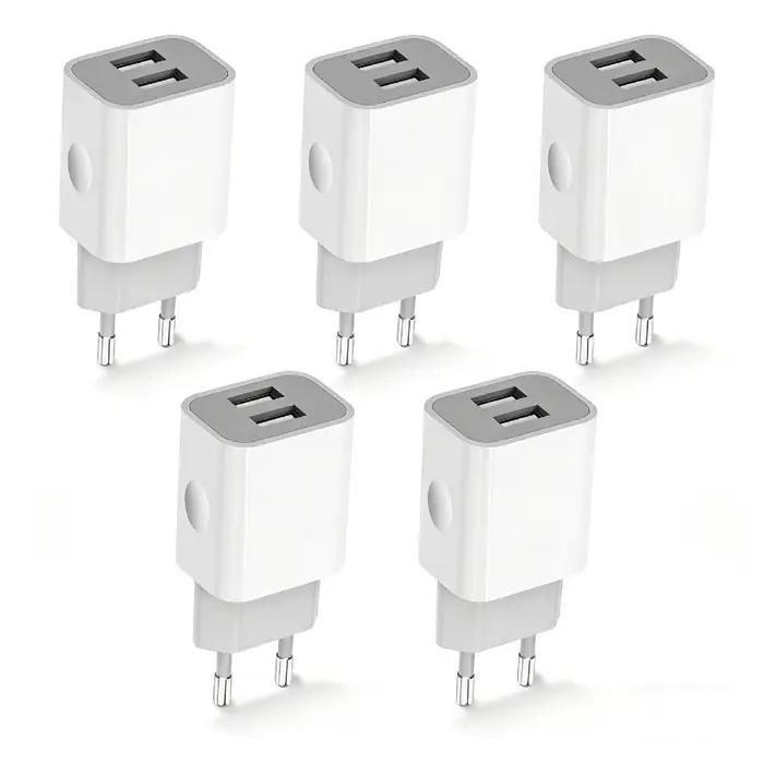 Chargeur USB 2 ports pour téléphone et écouteurs Bluetooth compatible avec prise européenne pour voyages et usage quotidien