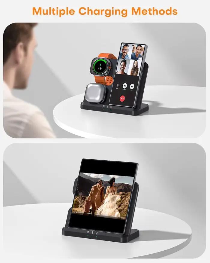 Station de charge sans fil 3-en-1 pour Samsung Galaxy, montre intelligente et écouteurs à offrir pour homme et femme occasions spéciales