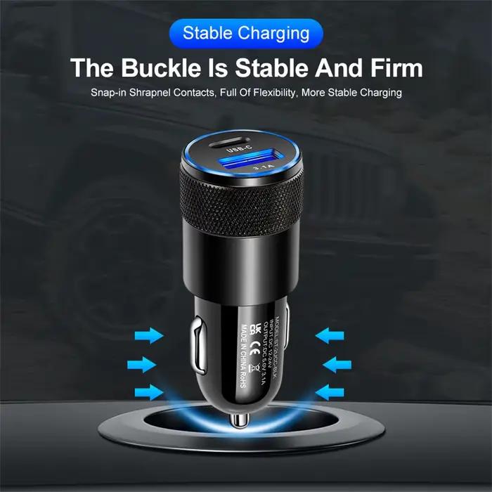 Chargeur de voiture USB universel 3.1A, adaptateur de charge rapide USB C, adaptateur de charge de téléphone PD, chargeur allume-cigare pour iPhone Huawei