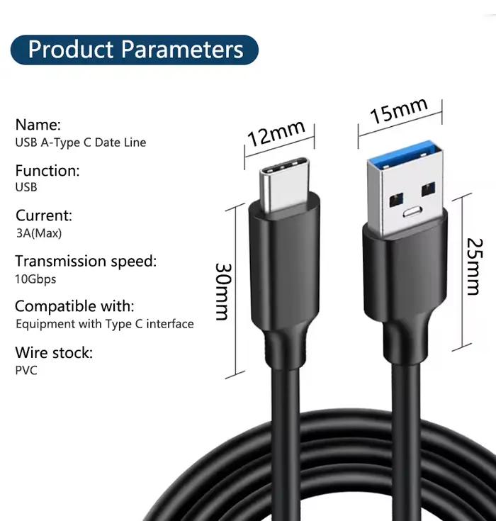 Câble USB-C 3.1 Type-C 10 Gbit/s 60W/3A pour téléphone mobile occasions quotidiennes spéciales