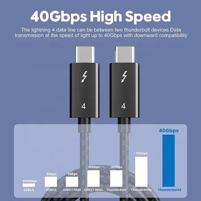 Câble Thunderbolt 4 BMAD pour Macbook Dell HP avec charge rapide 100W et transfert de données super-speed 40Gbps occasions professionnelles et personnelles
