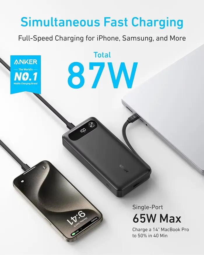 Batterie externe Anker 20000mAh 87W avec câble intégré