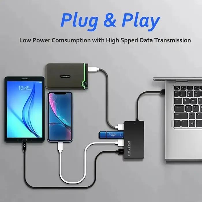 Hub USB 2.0 à 4 ports pour connectivité rapide et simple pour bureau et laptop usage quotidien et cadeau professionnel