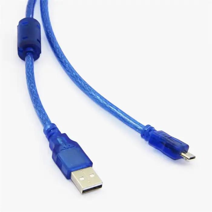 Câble de données micro USB 2.0 USB-A à Mirco-B touristes blindage feuille tressée bleu transparent 0.3m 0.5m 1.0m 3m 5m