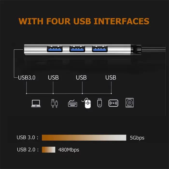 Hub USB Type C 3.0 4 Ports Multi USB Adaptateur Répartiteur pour HUAWEI Xiaomi Lenovo Macbook PC Accessoires Informatiques Occasions Spéciales