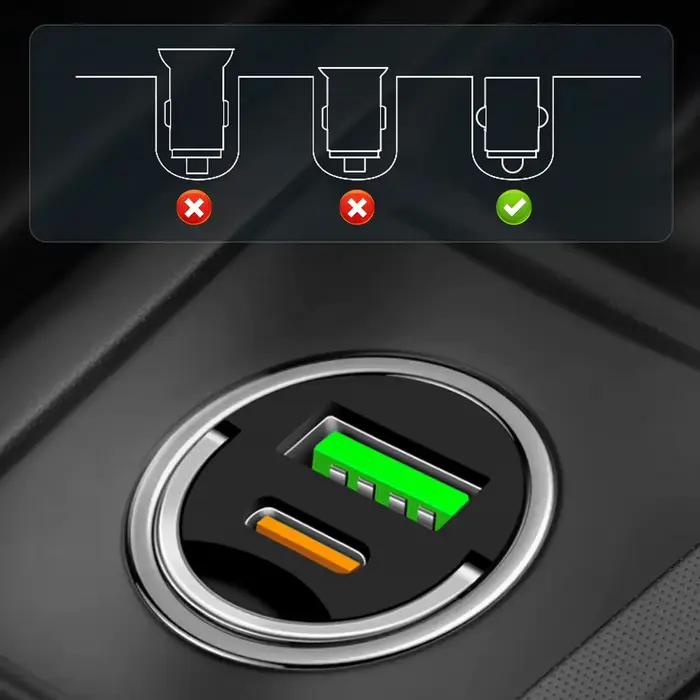 Mini chargeur de voiture 100W Type C double USB charge rapide pour iphone 15 pro max Samsung Huawei Xiaomi prise