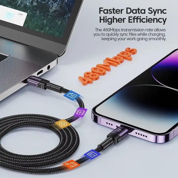 Toocki PD 27W USB C vers câble iP pour iPhone 14 13 12 11 Pro XS Type C