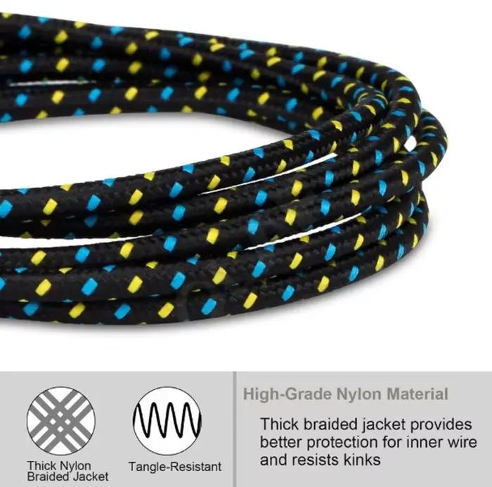 Câble de charge tressé en nylon rapide pour Samsung Huawei Xiaomi HTC téléphone Android micro câbles USB Blanc Bleu Jaune Orange Rouge Violet Noir Vert