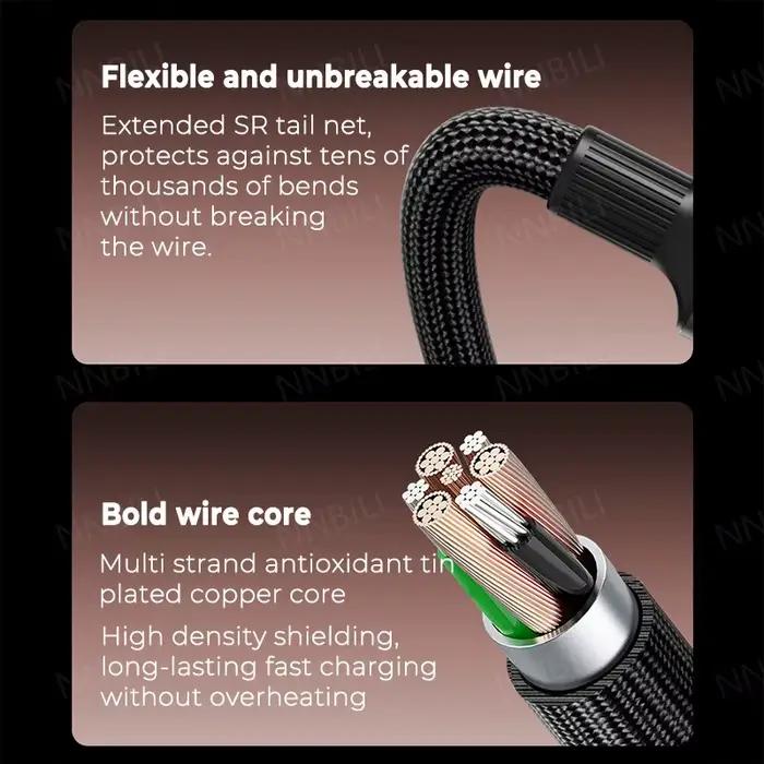 NNBILI double Type C PD 120W USB C à C cordon de données de charge rapide type-c