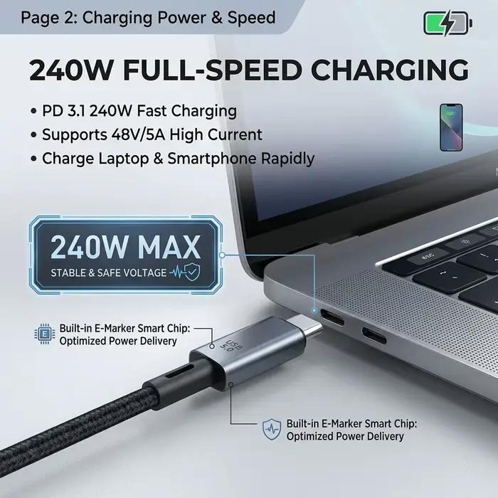 Câble USB 5.0 Type-C vers Type-C