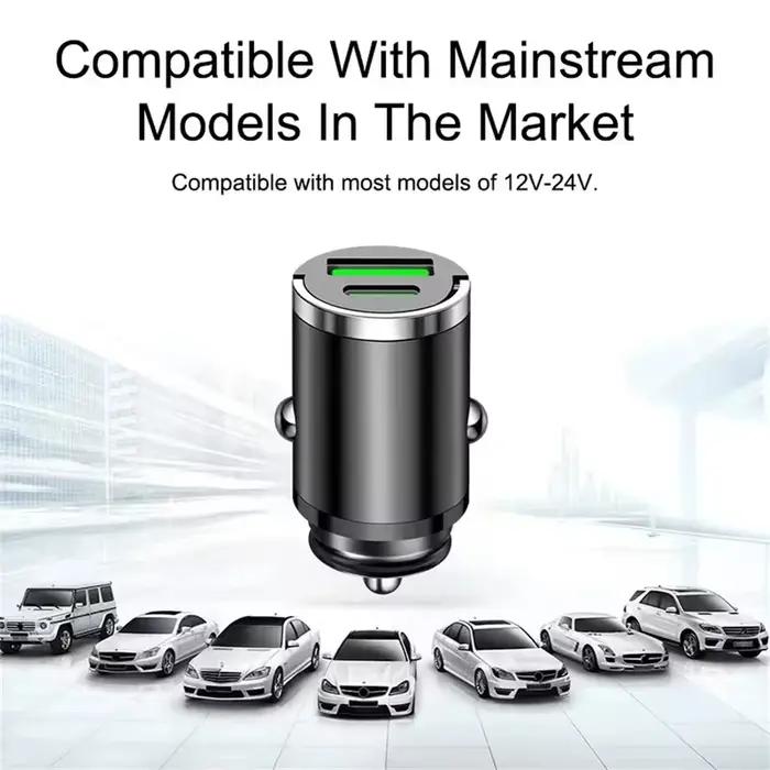 Mini chargeur de voiture rapide pour iPhone QC3.0 PD USB Type C pour Xiaomi Samsung Huawei smartphone chargeur de voiture pour femmes hommes voyage usage quotidien