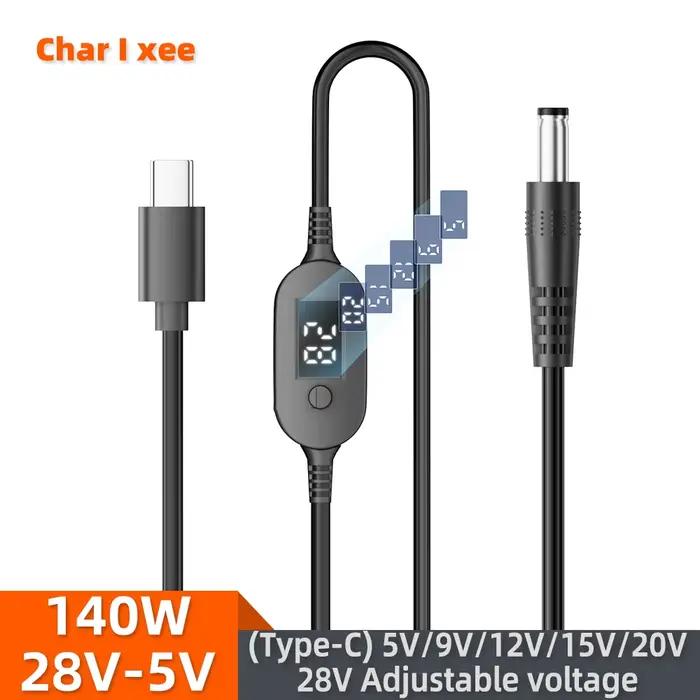 Câble d'alimentation USB C vers DC 140W Type C à 5V 9V 12V 15V 20V 28V