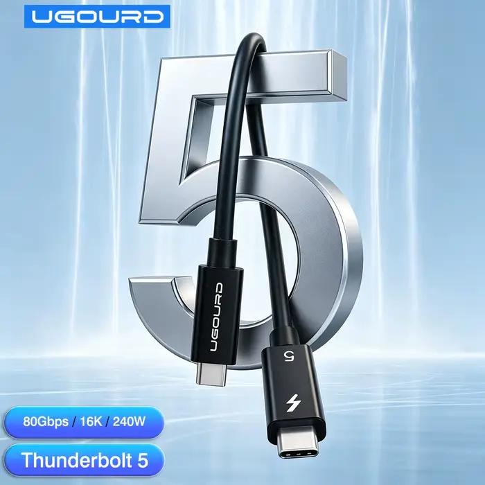 Câble Thunderbolt 5 multifonctionnel coaxial 120 Gbps/80 Gbps Type C vers Type C pour charge rapide et transmission de données rapides compatible PD 240W 16K avec USB4/Thunderbolt 4