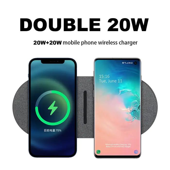 Chargeur sans fil 40W pour iPhone 15 14 13 12 11 Pro XS AirPods Pro double Station de charge rapide 2 en 1 20W pour Samsung S23 S24