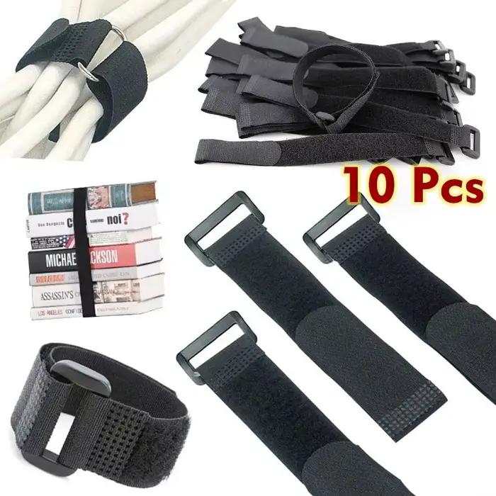 10 pièces 20*200mm, attaches zippées en Nylon auto-adhésives réutilisables