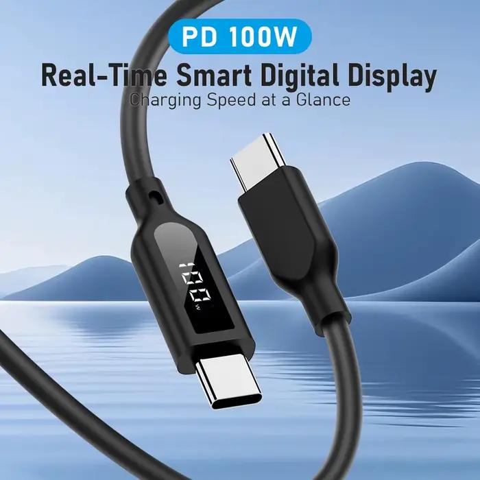Lemorele 100W câble USB C avec affichage numérique fil en Silicone souple charge rapide pour iPhone 15/14/13 Huawei 480Mbps transfert de données
