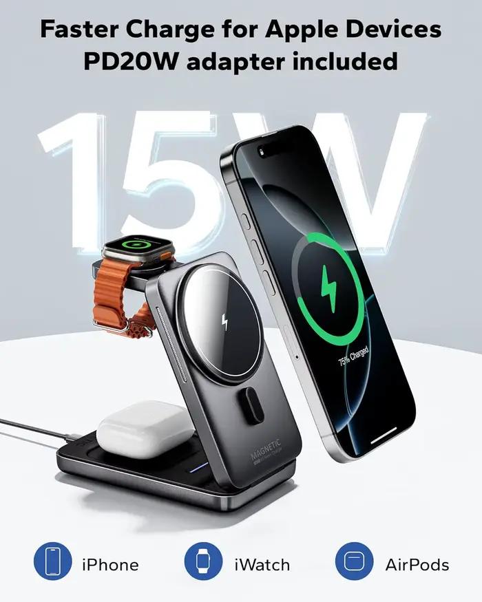 Chargeur sans fil de voyage pour Magsafe 3 en 1