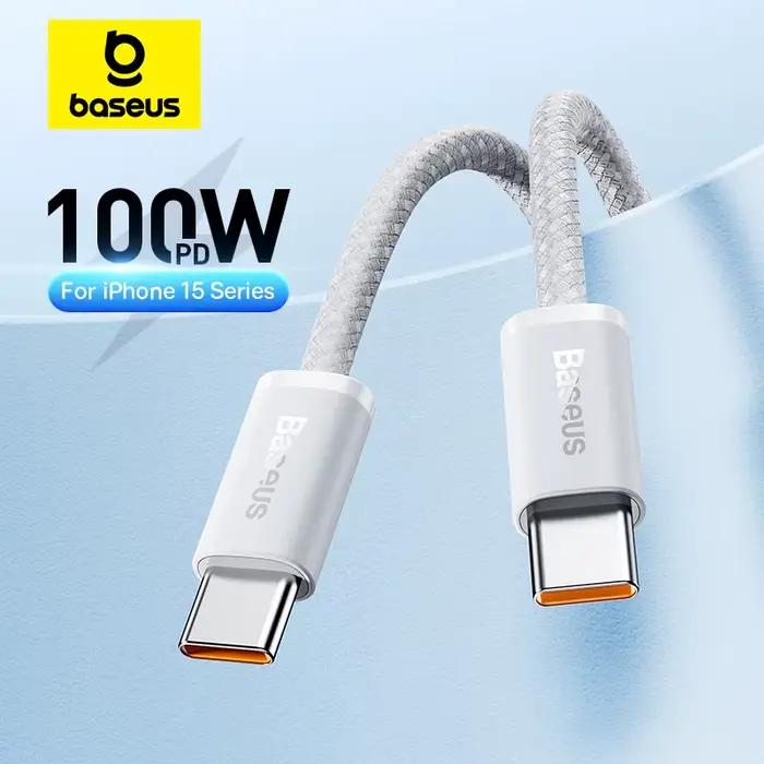 Câble de données à charge rapide Baseus Dynamic Series Type-C vers Type-C 100W pour iPhone 15 16 et Macbook Pro élégant et robuste pour charge rapide et sécurité