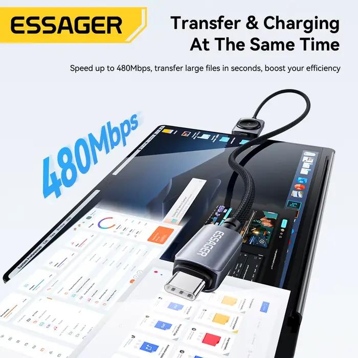 Câble de charge pour montre Essager 2 en 1 pour iPhone 17 16 Huawei Xiaomi