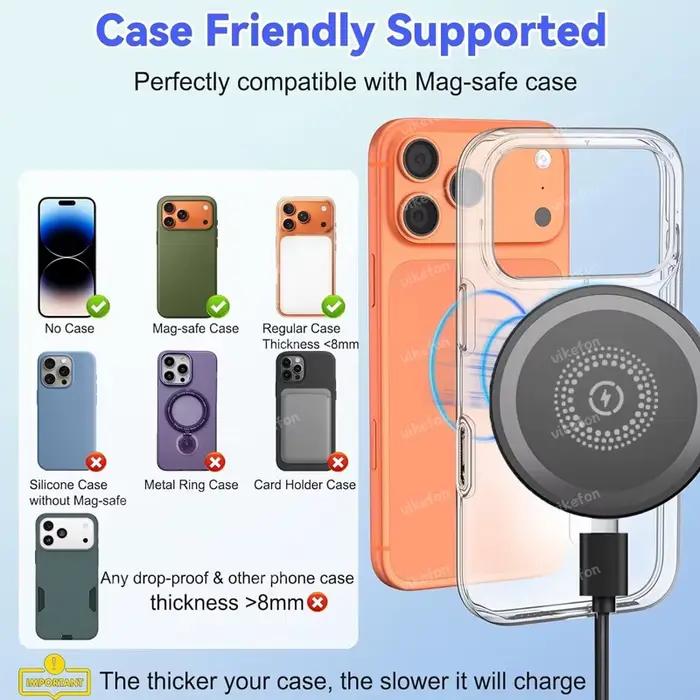 Station de charge sans fil rapide compatible avec iPhone 17 16 15 14 13 12 Pro Max AirPods et Samsung Galaxy